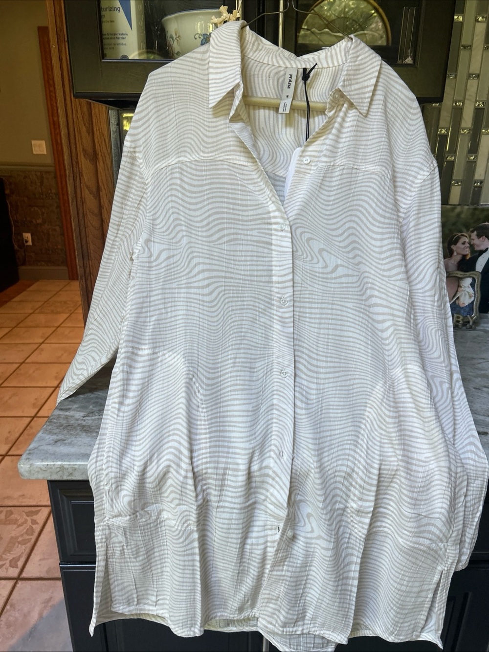Prana Fernie Semi Sheer Mini Shirt Dress Size M White Beach Resort Swim Coverup